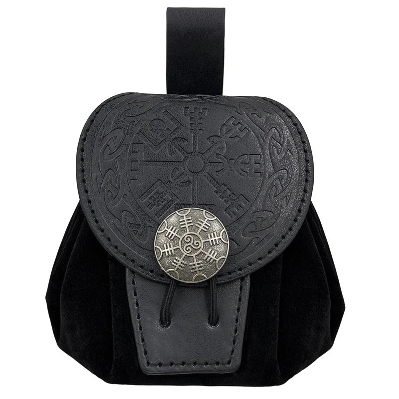 VIKING BELT POUCH – ÆGISHJÁLMR MEDALLION & EMBOSSED PATTERN