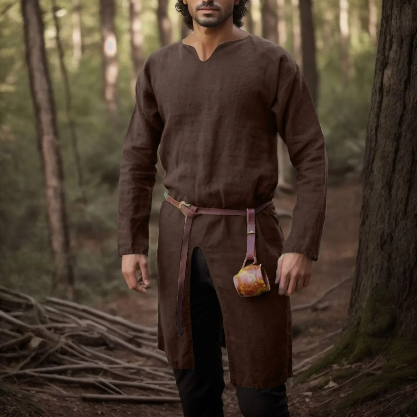 VIKING ROBE TUNIC - LONG LINEN SHIRT