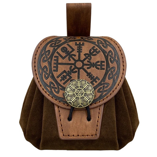 VIKING BELT POUCH – ÆGISHJÁLMR MEDALLION & EMBOSSED PATTERN