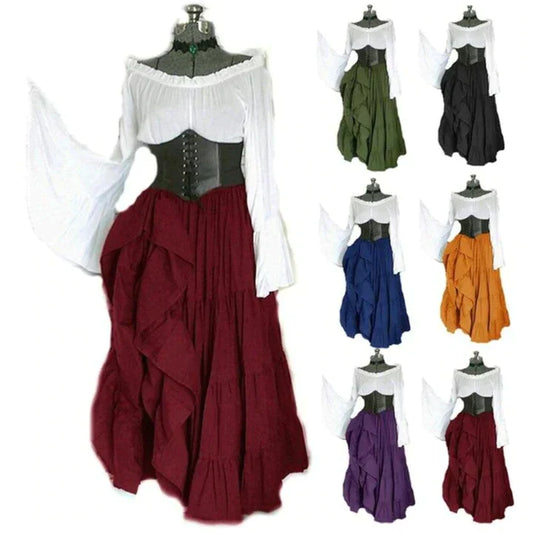 VINTAGE OFF-SHOULDER MEDIEVAL VIKING DRESS