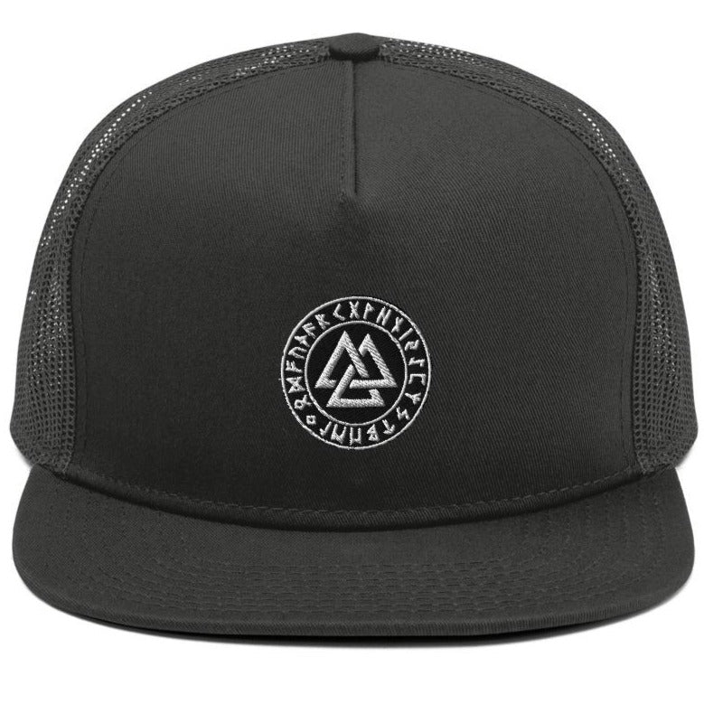 SNAP CLOSURE VIKING TRUCKER CAP WITH VALKYRIE SYMBOL