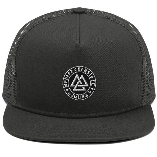 SNAP CLOSURE VIKING TRUCKER CAP WITH VALKYRIE SYMBOL