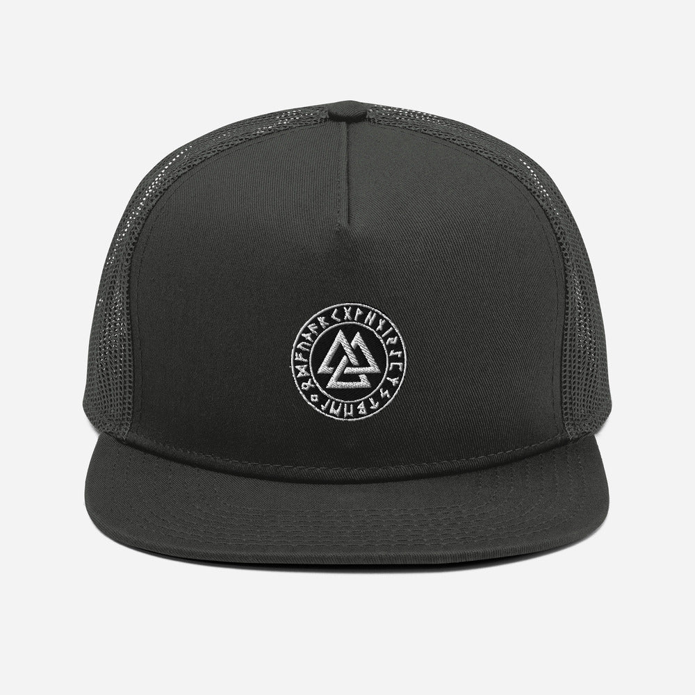 SNAP CLOSURE VIKING TRUCKER CAP WITH VALKYRIE SYMBOL