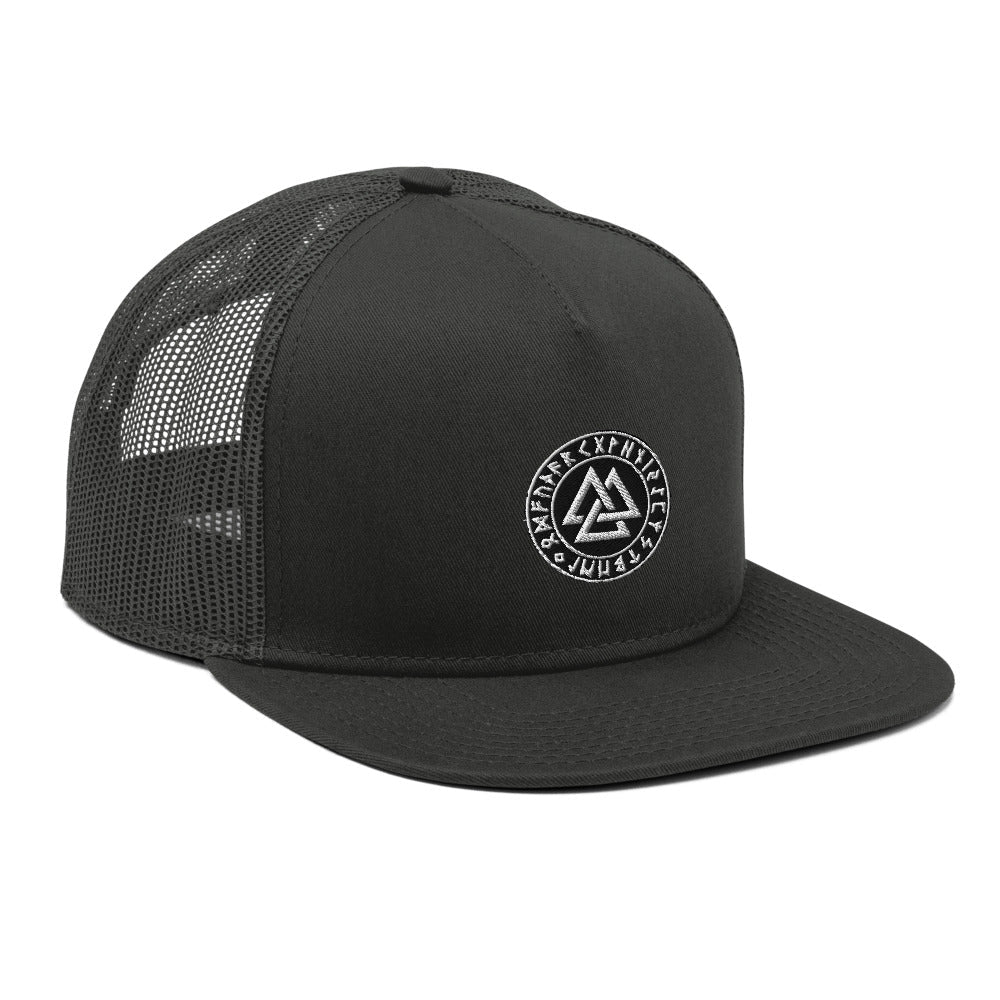 SNAP CLOSURE VIKING TRUCKER CAP WITH VALKYRIE SYMBOL