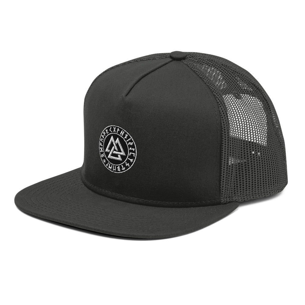 SNAP CLOSURE VIKING TRUCKER CAP WITH VALKYRIE SYMBOL