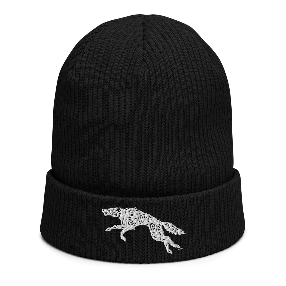 Ribbed Organic Viking Beanie with Fenrir