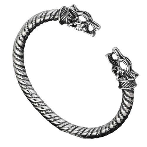 TWISTED WOLF'S HEAD VIKING ARM RING