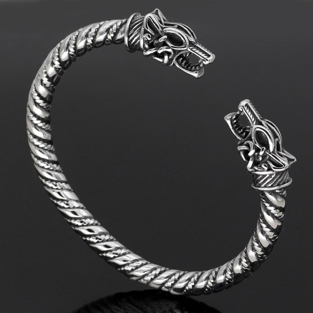 TWISTED WOLF'S HEAD VIKING ARM RING