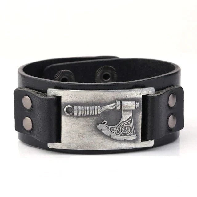 VIKING AXE LEATHER BRACELET