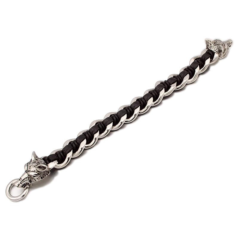 Geri and Freki Interwoven Leather Chain Bracelet