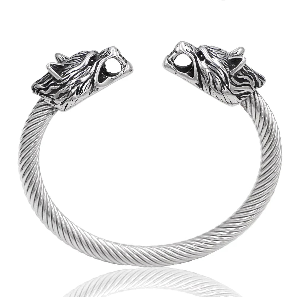 VIKING ARM RING - WOLF'S HEAD DESIGN