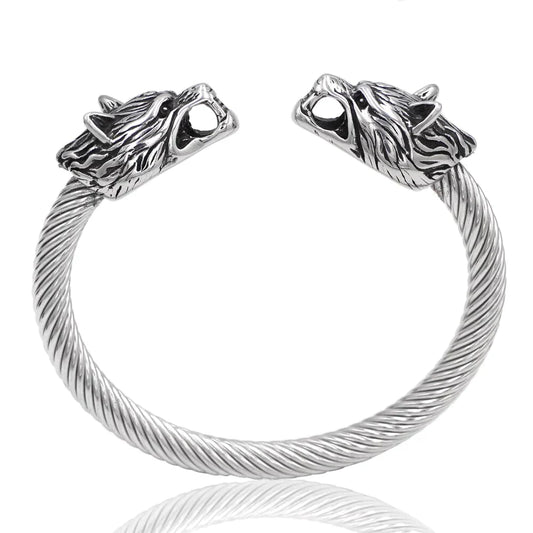 VIKING ARM RING - WOLF'S HEAD DESIGN