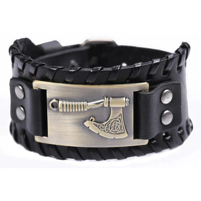 VIKING AXE LEATHER BRACELET