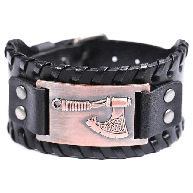 VIKING AXE LEATHER BRACELET