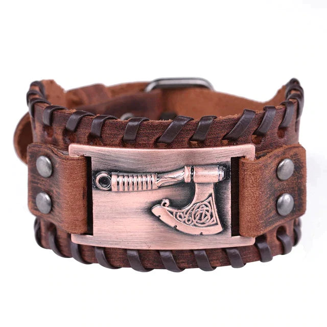 VIKING AXE LEATHER BRACELET