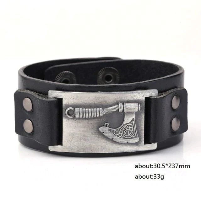 VIKING AXE LEATHER BRACELET