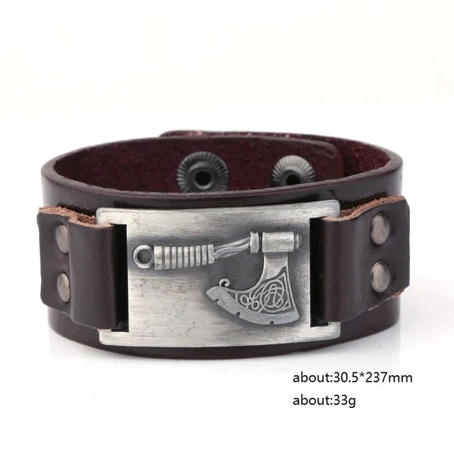 VIKING AXE LEATHER BRACELET