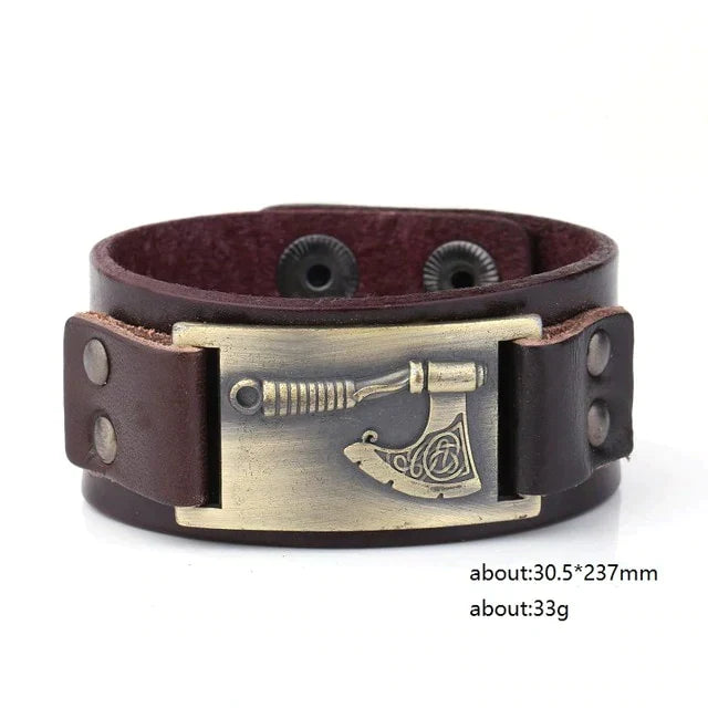 VIKING AXE LEATHER BRACELET