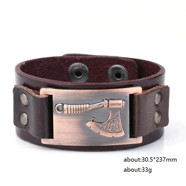 VIKING AXE LEATHER BRACELET