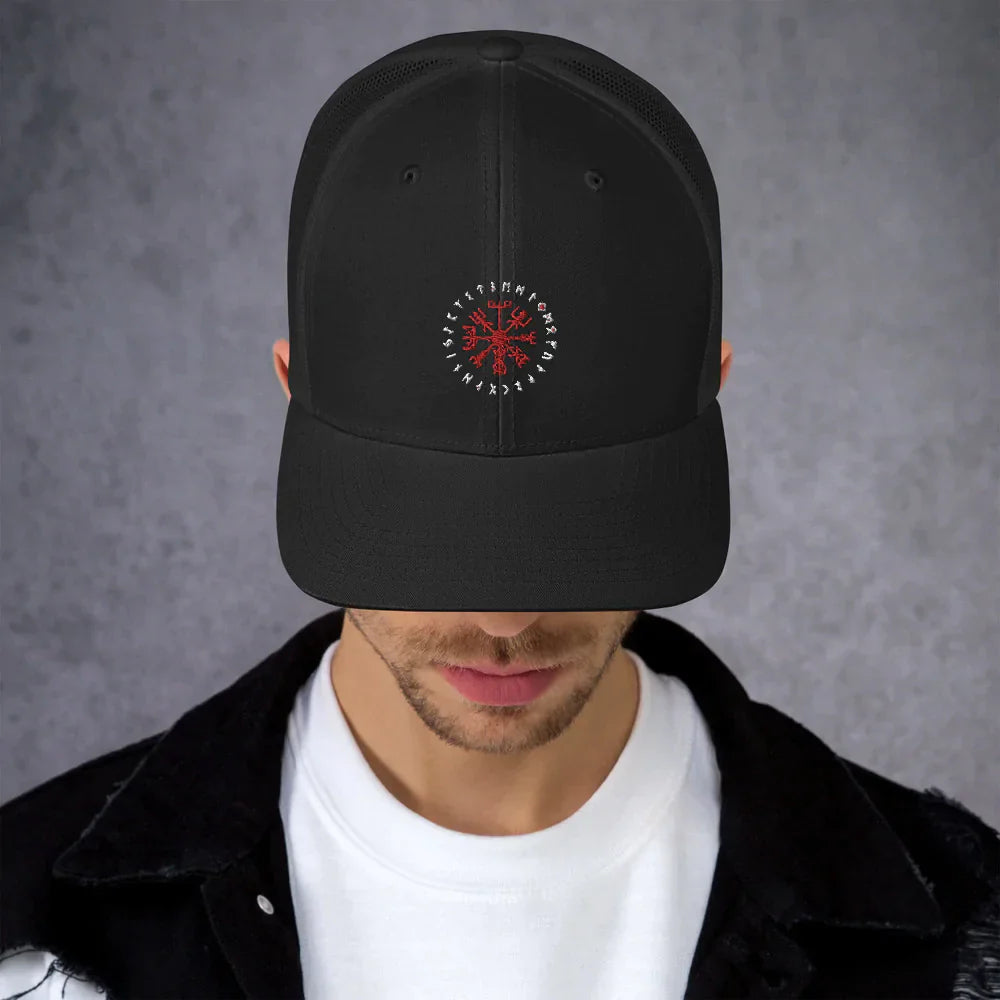 Viking Trucker Cap with Vegvisir Symbol