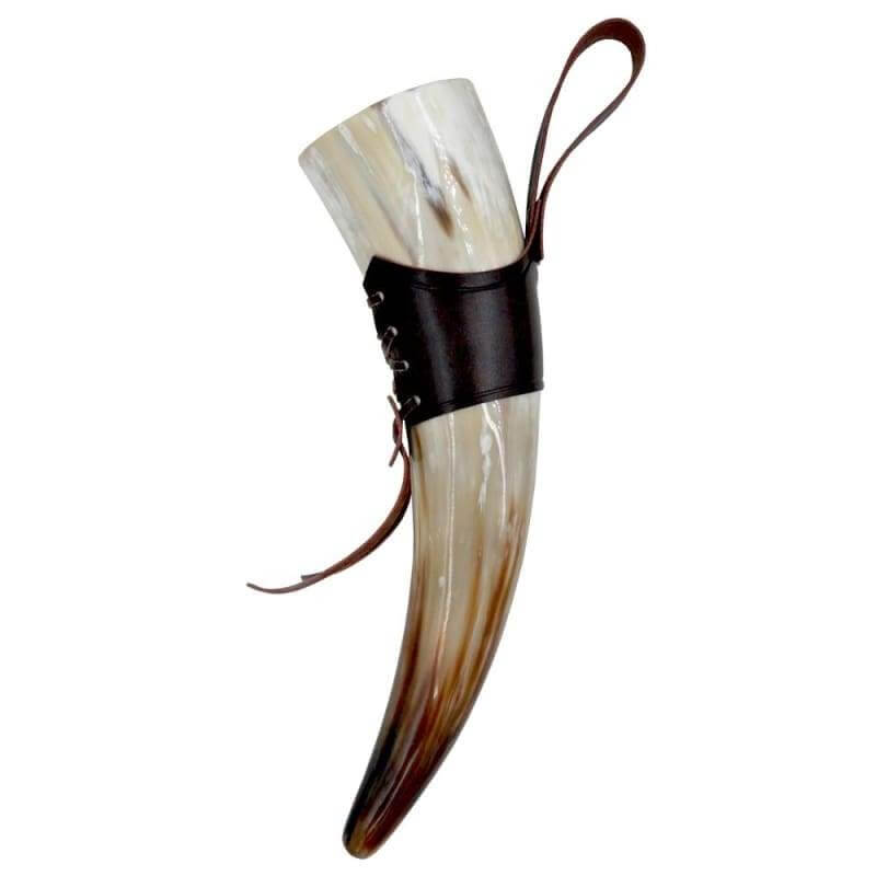 VIKING DRINKING HORN WITH LEATHER HOLDER 0.6L