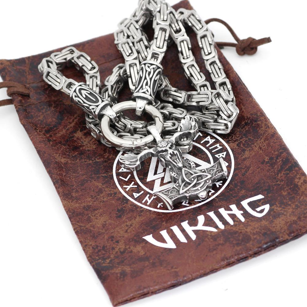 KING CHAIN WITH RUNES AND SLEIPNIR PENDANT