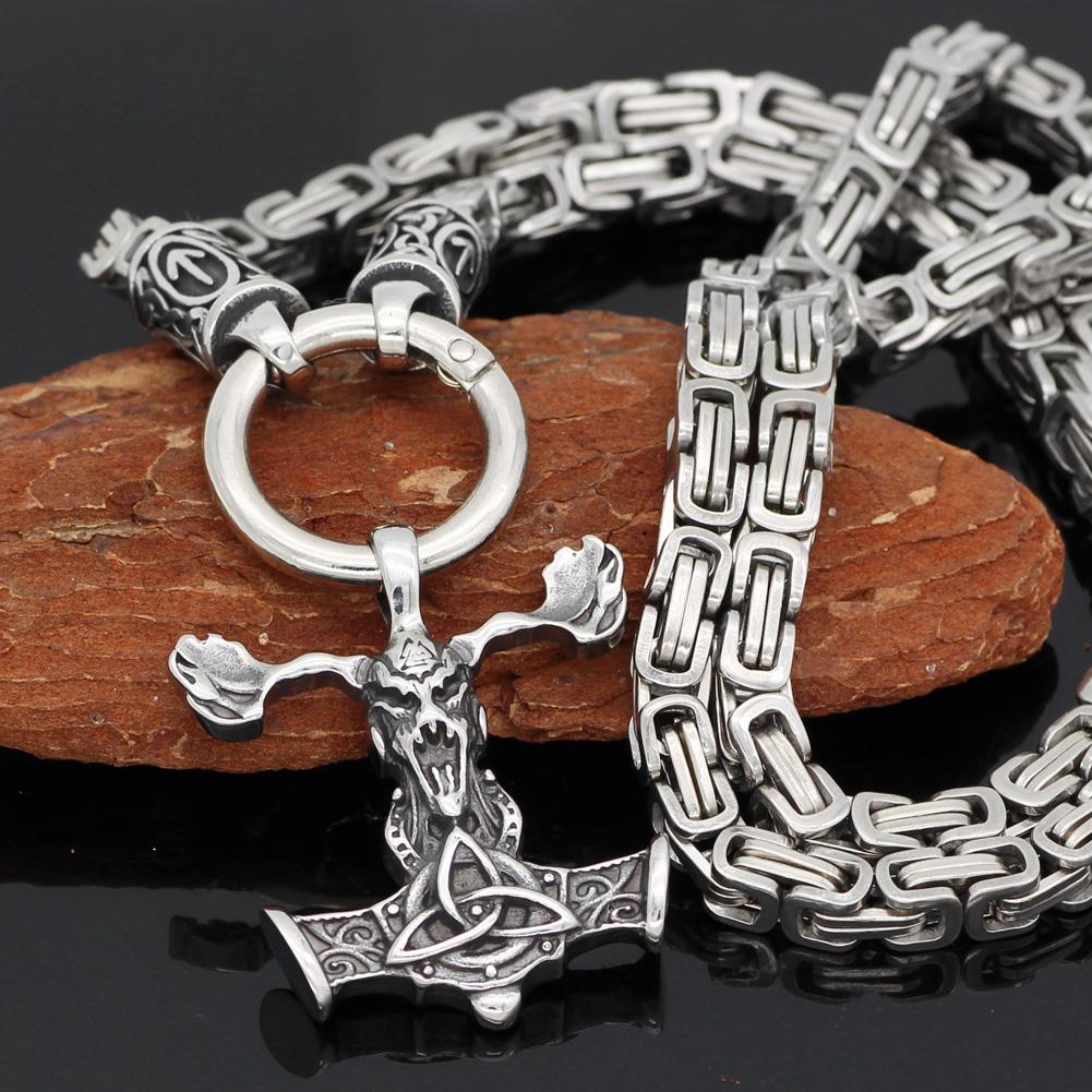 KING CHAIN WITH RUNES AND SLEIPNIR PENDANT