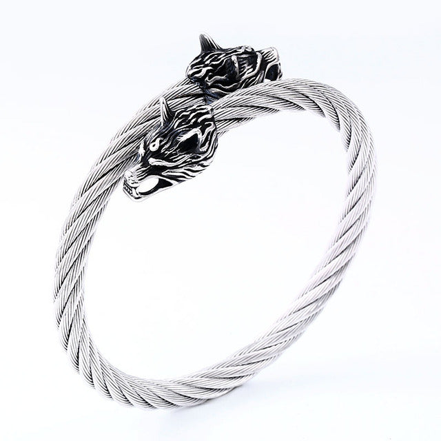 VIKING ARM RING - WOLF'S HEAD DESIGN