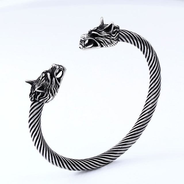 VIKING ARM RING - WOLF'S HEAD DESIGN