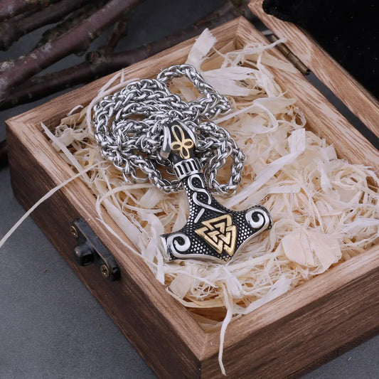 VIKING NECKLACE - MJOLNIR WITH VALKNUT