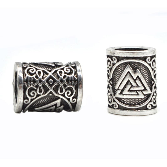 VIKING BEARD BEAD WITH VALKNUT SYMBOL