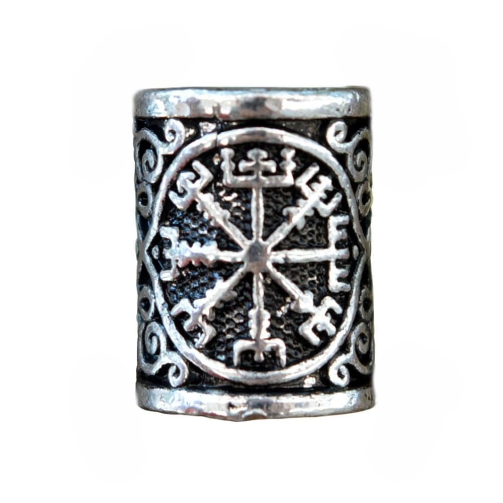 VIKING BEARD BEAD WITH VEGVISIR SYMBOL