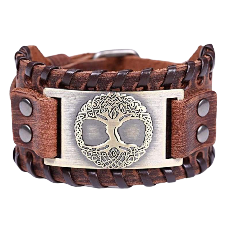 VIKING CUFF TREE OF LIFE - viking leather cuff