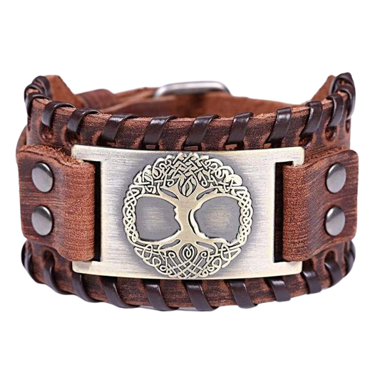 VIKING CUFF TREE OF LIFE - viking leather cuff