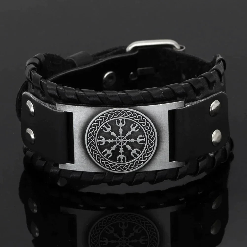 Helm of Awe - Aegishjalmur Viking Leather Bracelet