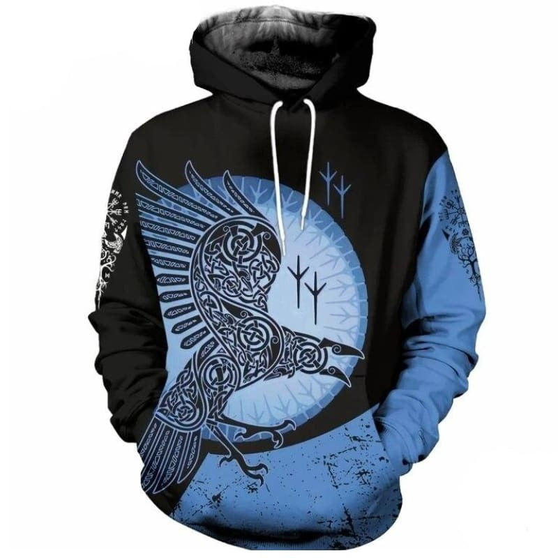 Viking Ship Lineart Hoodie For Men - Black/Navy Pullover By Neverless
