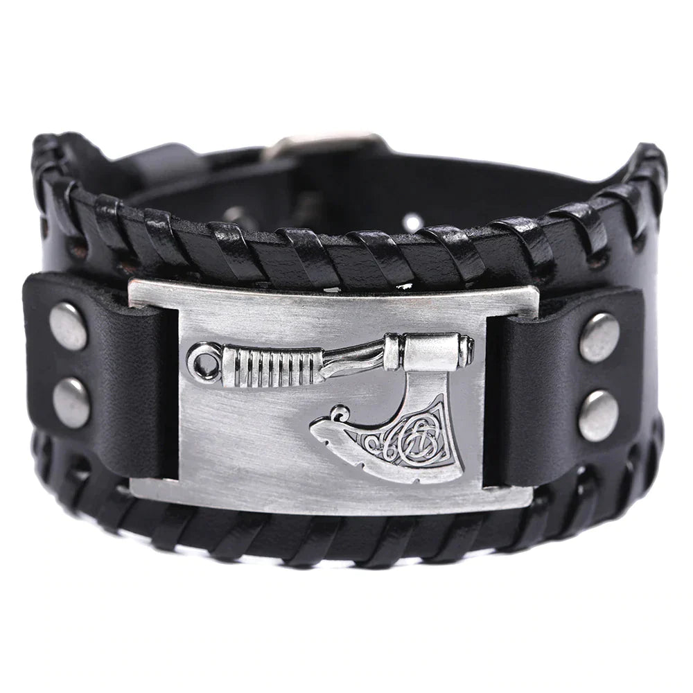 VIKING AXE LEATHER BRACELET