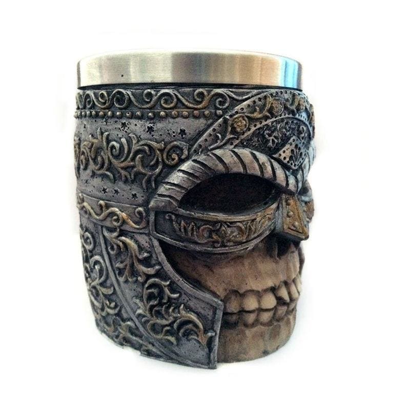 Viking Tankard - Metal Masked Warrior Skull