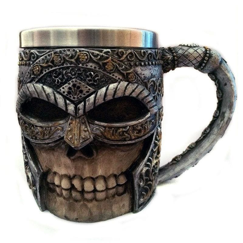 Viking Tankard - Metal Masked Warrior Skull