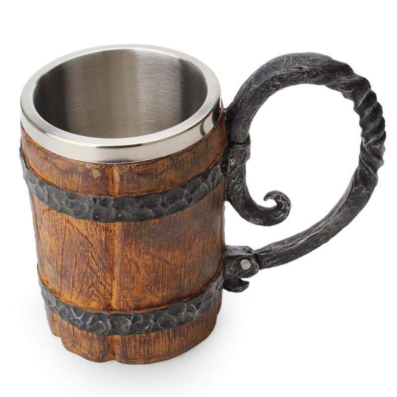 VIKING MUG WITH RAW WOOD BARREL DESIGN