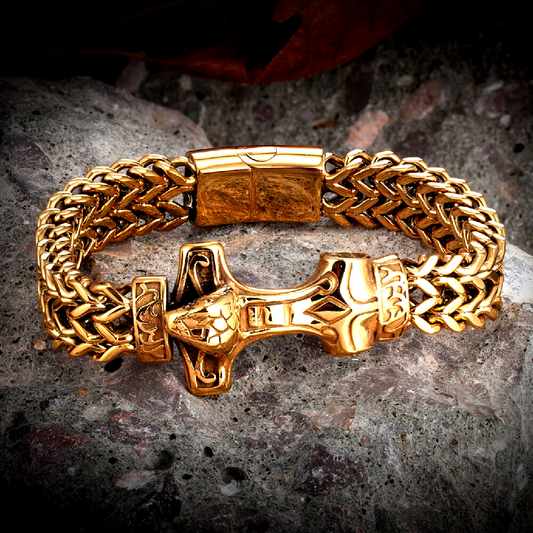 Wikinger Armband Goldener Mjölnir