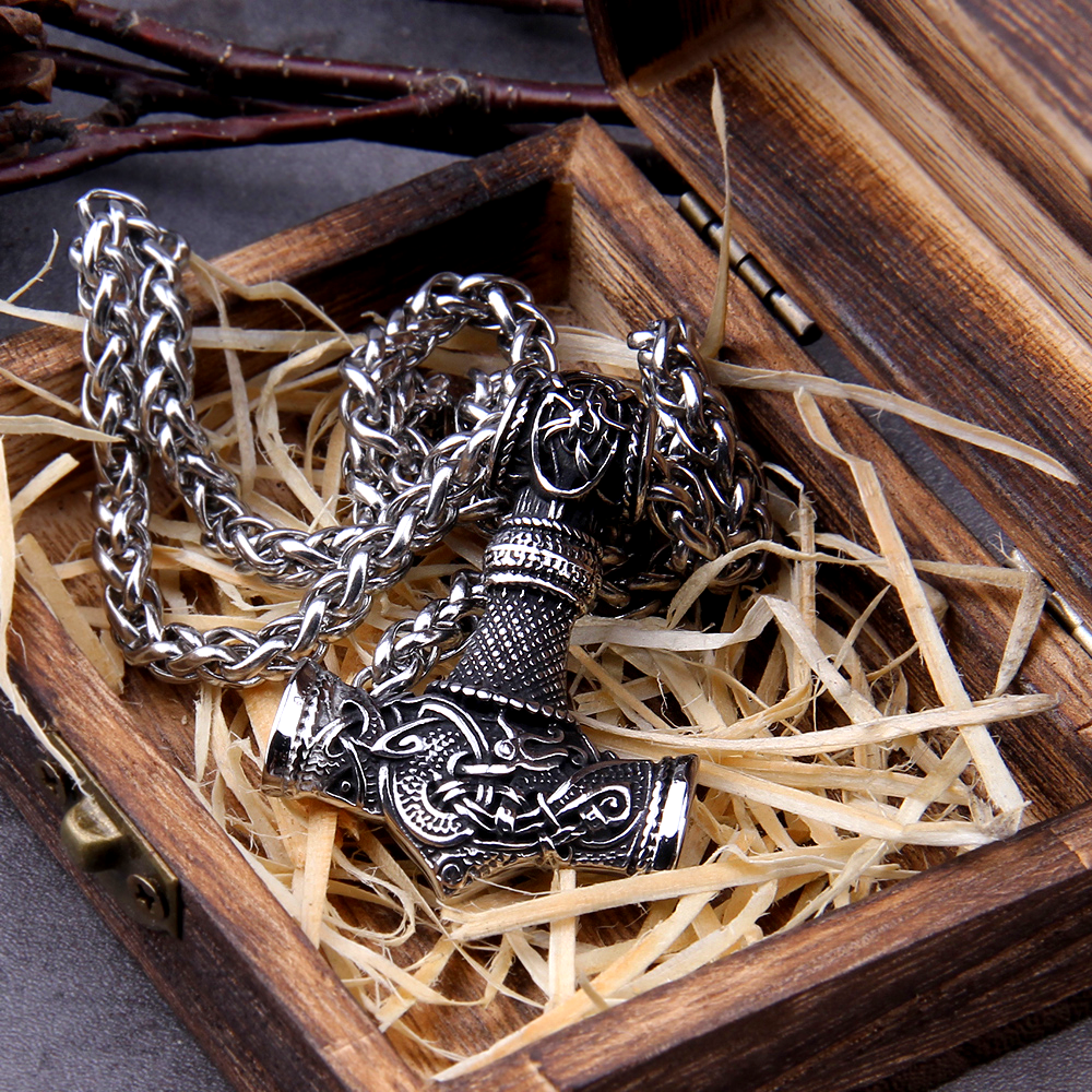 Thors Hammer Kette Geknoteter Drache