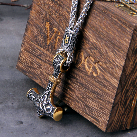 Thors Hammer Kette Goldene Othala Rune