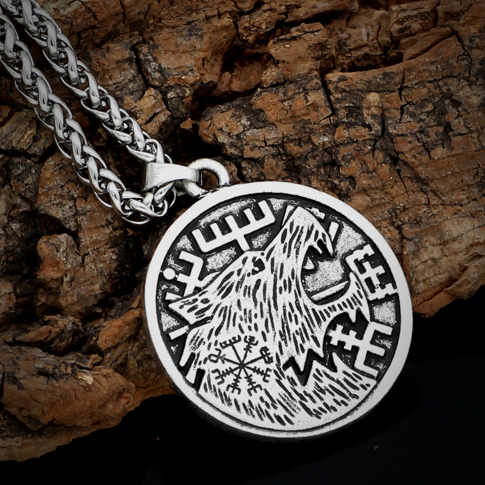 Wikinger Kette Vegvisir Wolf