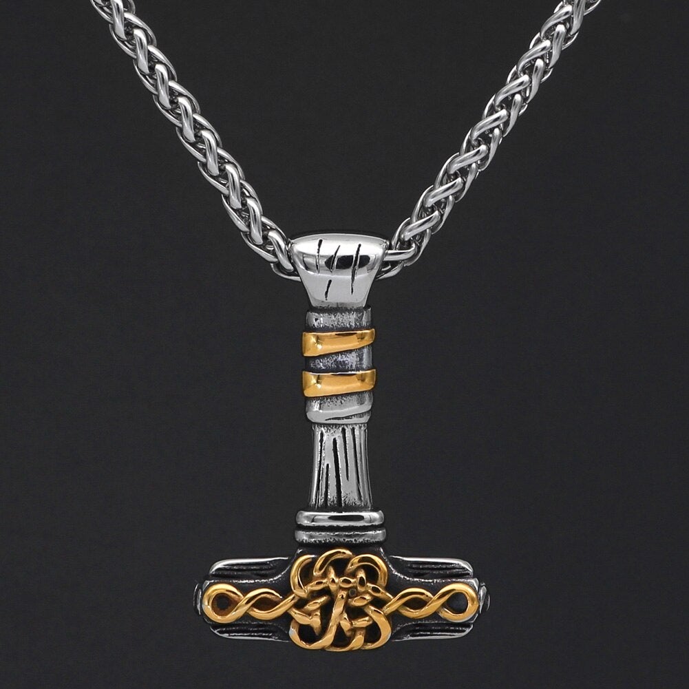 Thors Hammer Kette Goldene Knoten