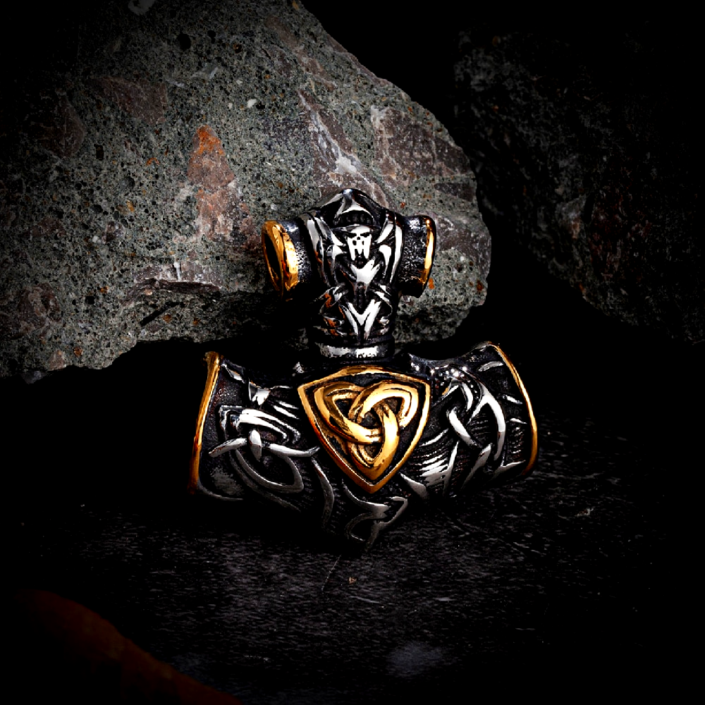 Thors Hammer Kette Goldene Triskel