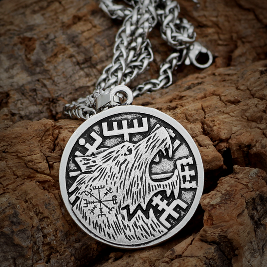 Wikinger Kette Vegvisir Wolf