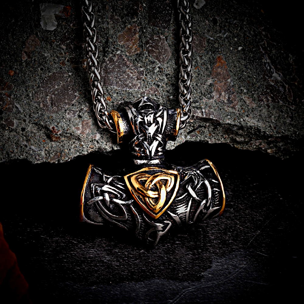 Thors Hammer Kette Goldene Triskel