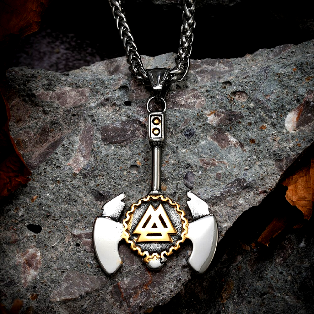 Wikinger Kette Goldene Valknut-Axt