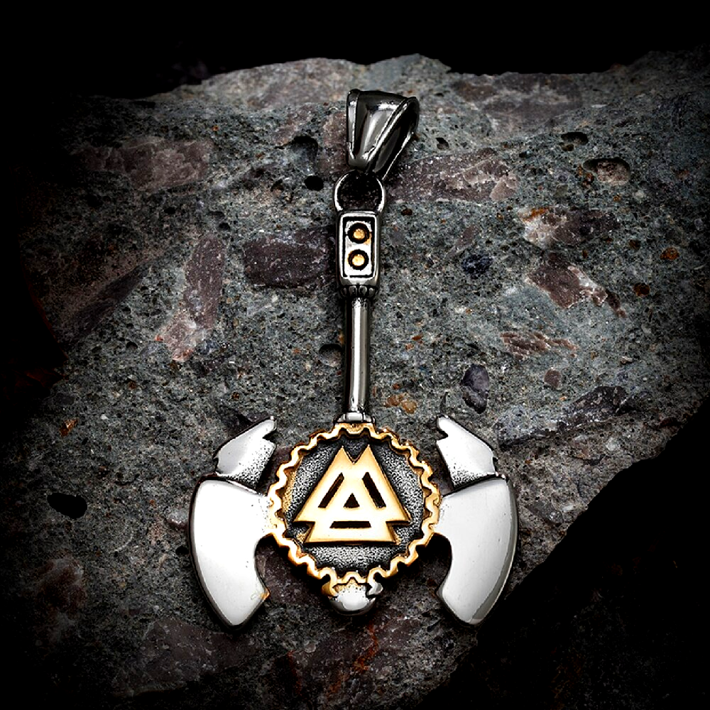 Wikinger Kette Goldene Valknut-Axt